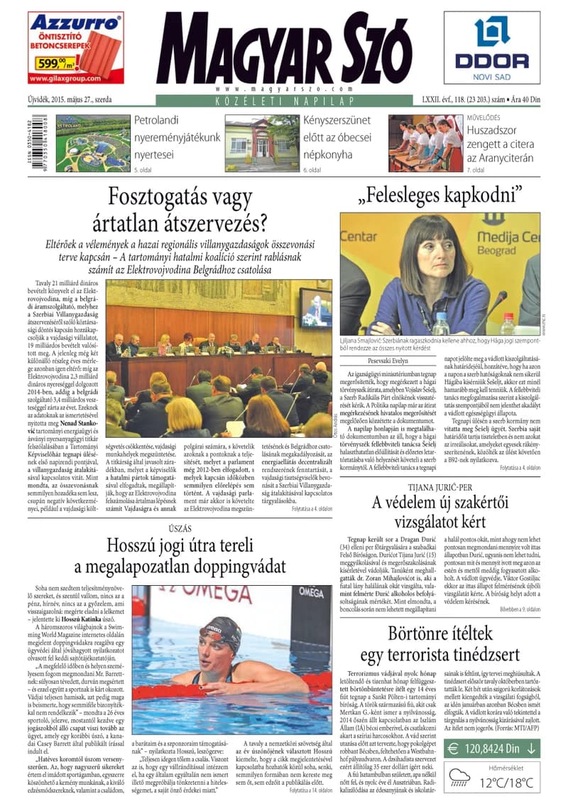 Magyar Szó, 72. évf. 2015. május 27. 118. sz. 1–16. oldal
