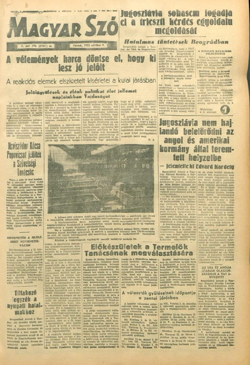 Magyar Szó, 10. évf. 1953. október 9. 278. sz. 1–10. oldal