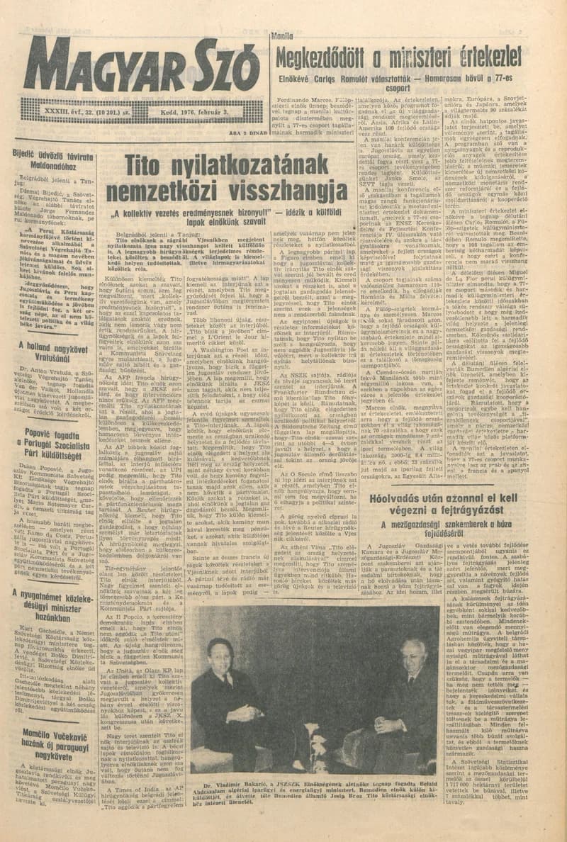 Magyar Szó, 33. évf. 1976. február 3. 32. sz. 1–20. oldal