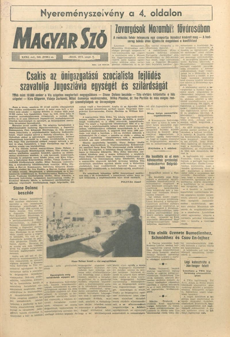 Magyar Szó, 31. évf. 1974. szeptember 9. 248. sz. 1–6. oldal