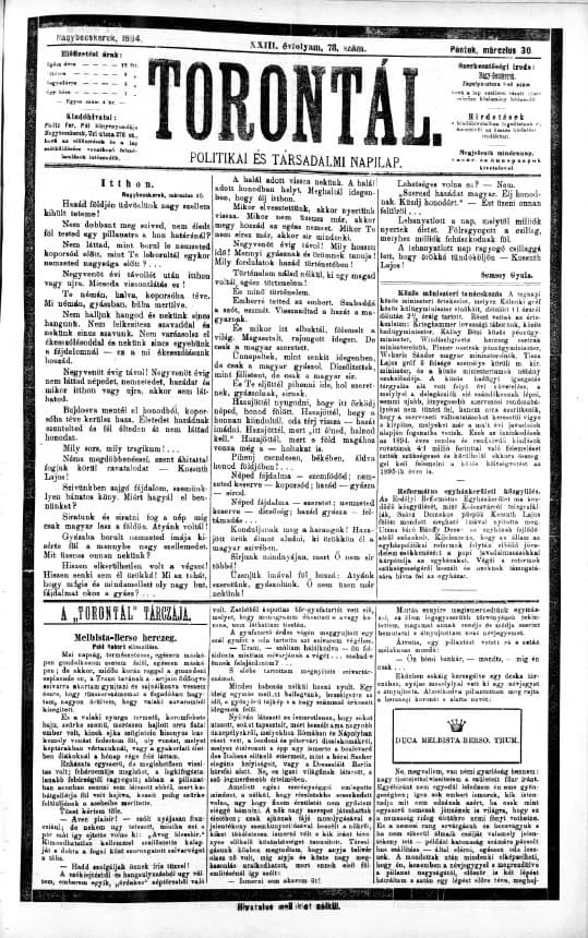 Torontál, 23. évf. 1894. március 30. 73. sz.