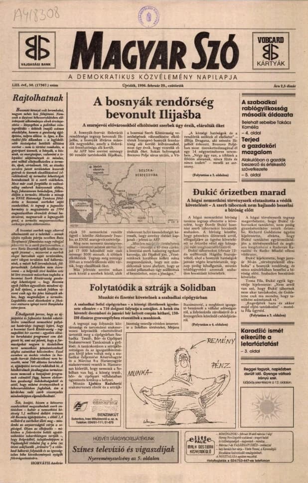 Magyar Szó, 53. évf. 1996. február 29. 50. sz. 1–16. oldal