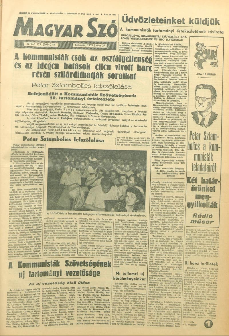 Magyar Szó, 10. évf. 1953. június 27. 175. sz. 1–10. oldal