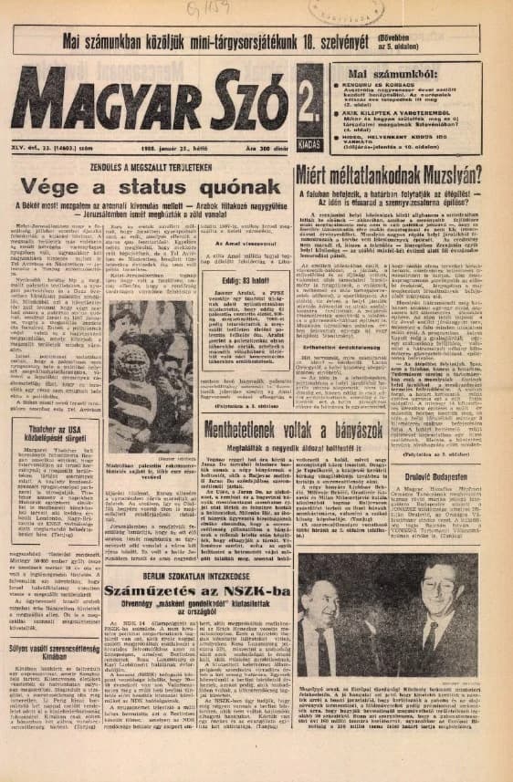 Magyar Szó, 45. évf. 1988. január 25. 23. sz. 1–20. oldal