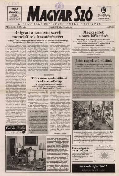 Magyar Szó, 58. évf. 2001. július 19. 166. sz. 1–16. oldal