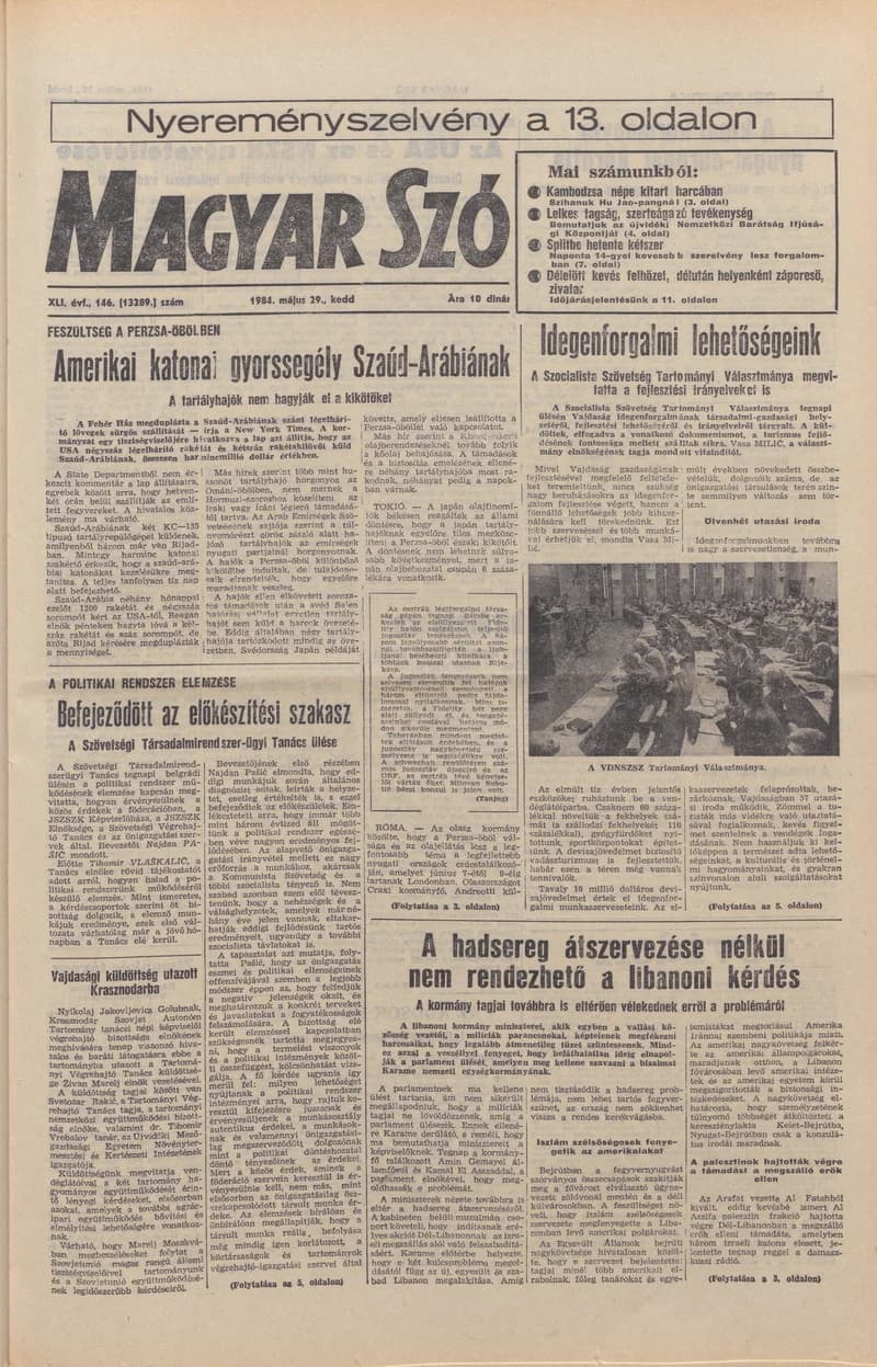 Magyar Szó, 41. évf. 1984. május 29. 146. sz. 1–20. oldal