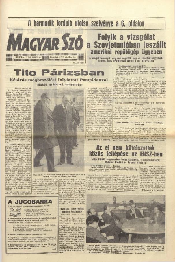 Magyar Szó, 27. évf. 1970. október 24. 293. sz. 1–20. oldal