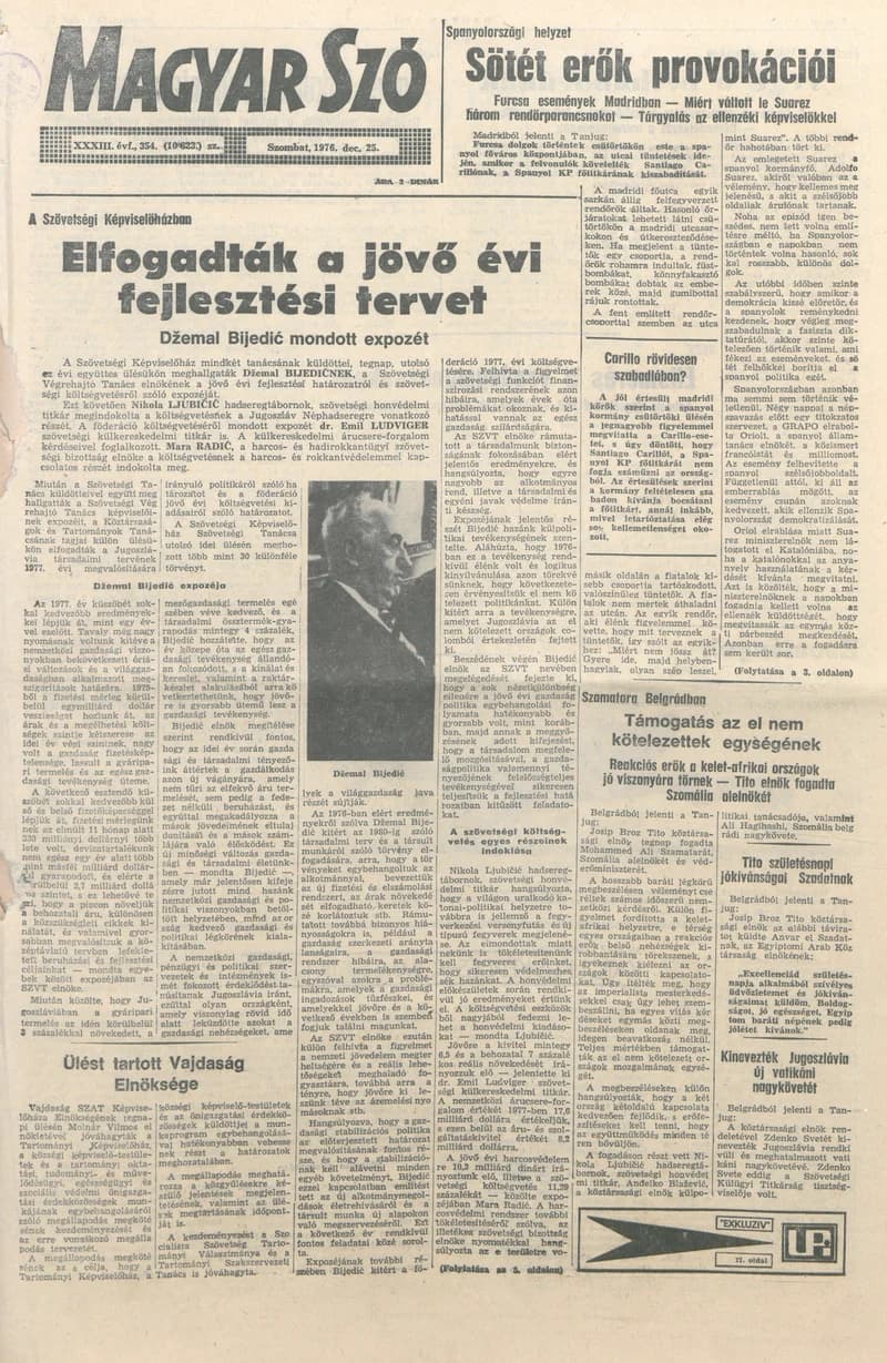 Magyar Szó, 33. évf. 1976. december 25. 354. sz. 1–20. oldal
