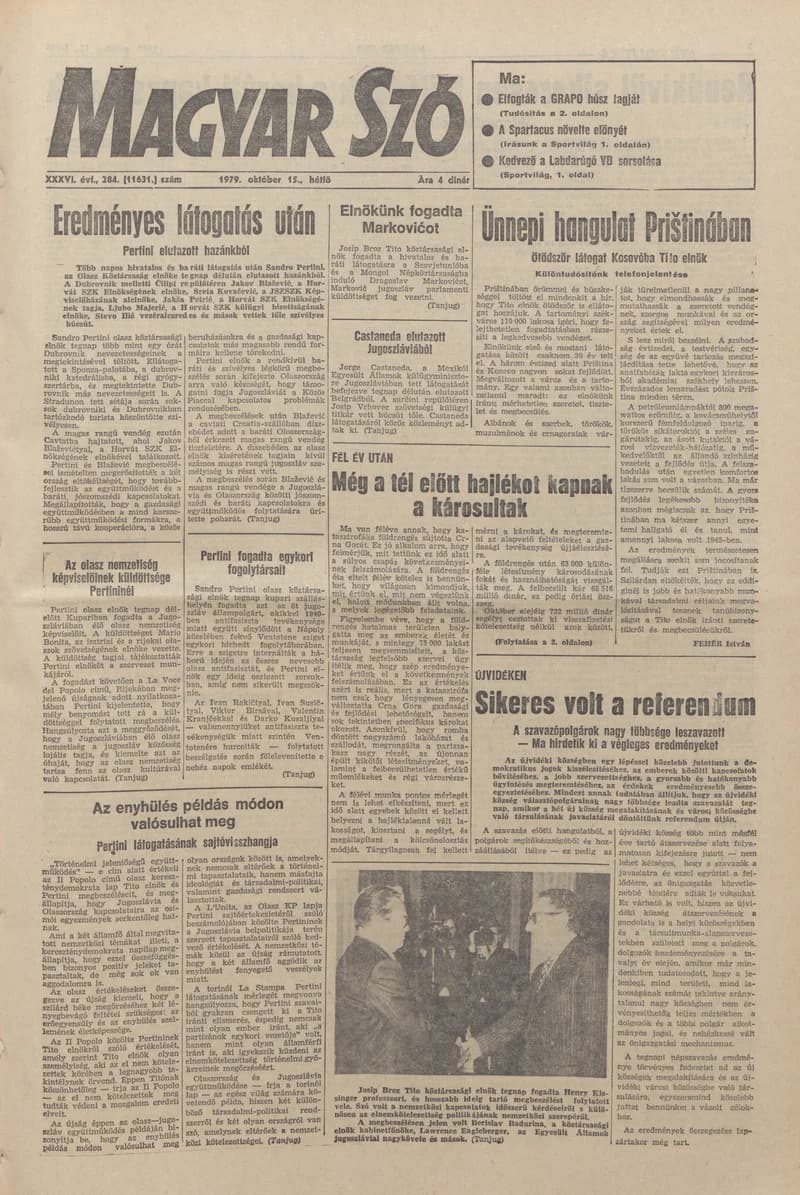 Magyar Szó, 36. évf. 1979. október 15. 284. sz. 1–16. oldal
