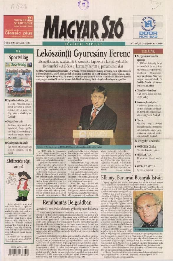 Magyar Szó, 66. évf. 2009. március 23. 67. sz. 1–16. oldal