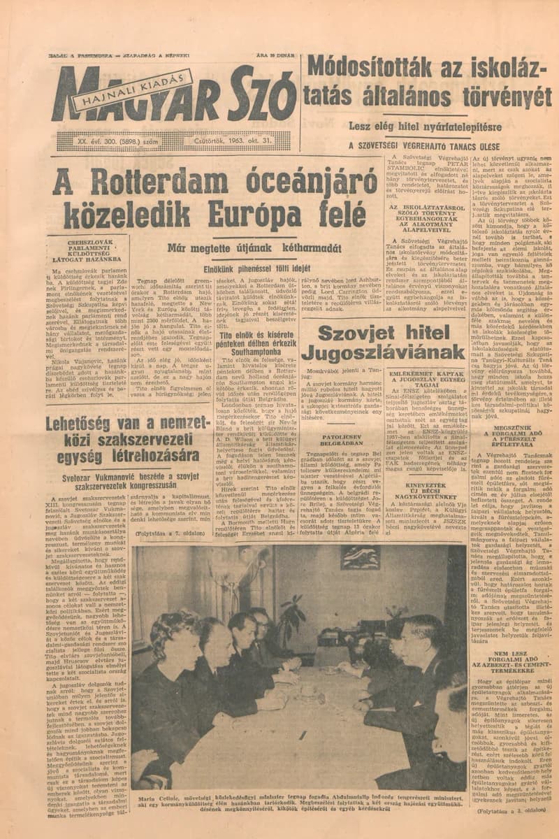 Magyar Szó, 20. évf. 1963. október 31. 300. sz. 1–16. oldal