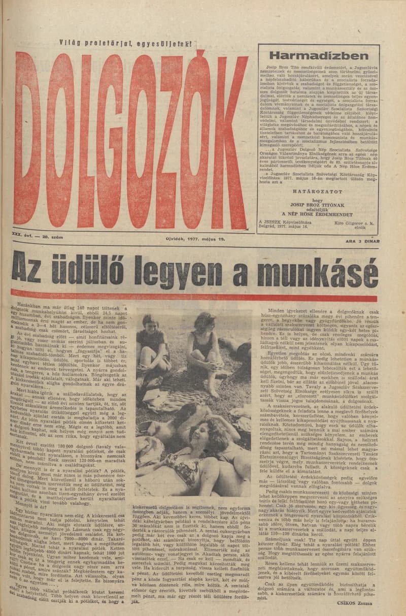 Dolgozók, 31. évf. 1977. május 19. 20. sz.