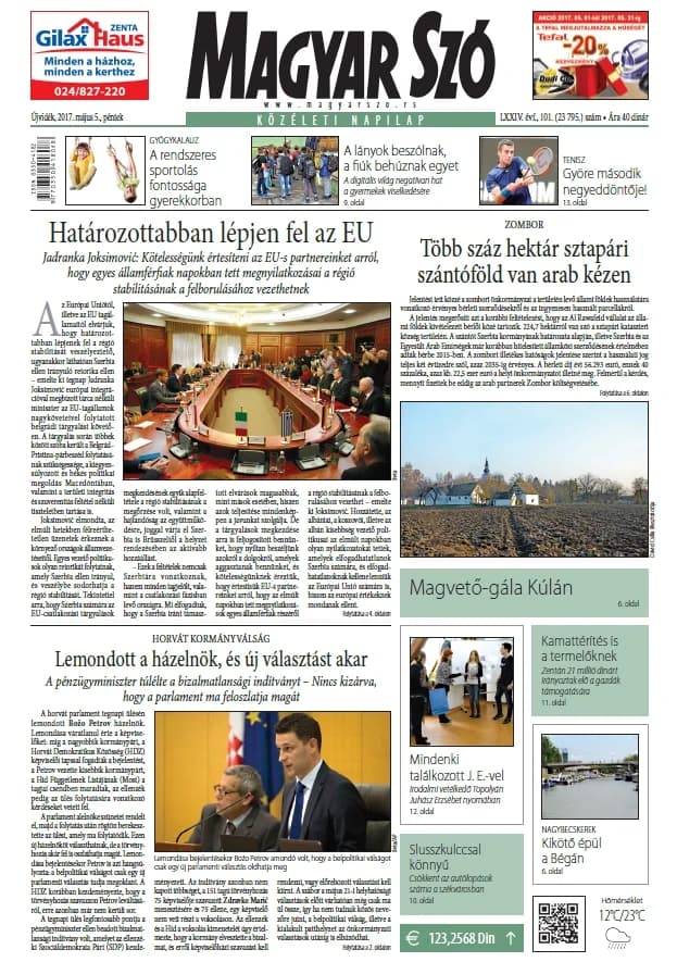 Magyar Szó, 74. évf. 2017. május 5. 101. sz. 1–16. oldal