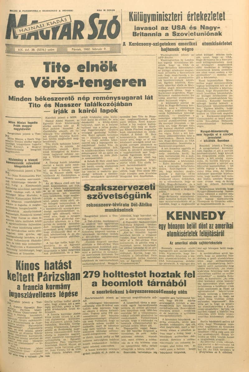 Magyar Szó, 19. évf. 1962. február 9. 38. sz. 1–14. oldal