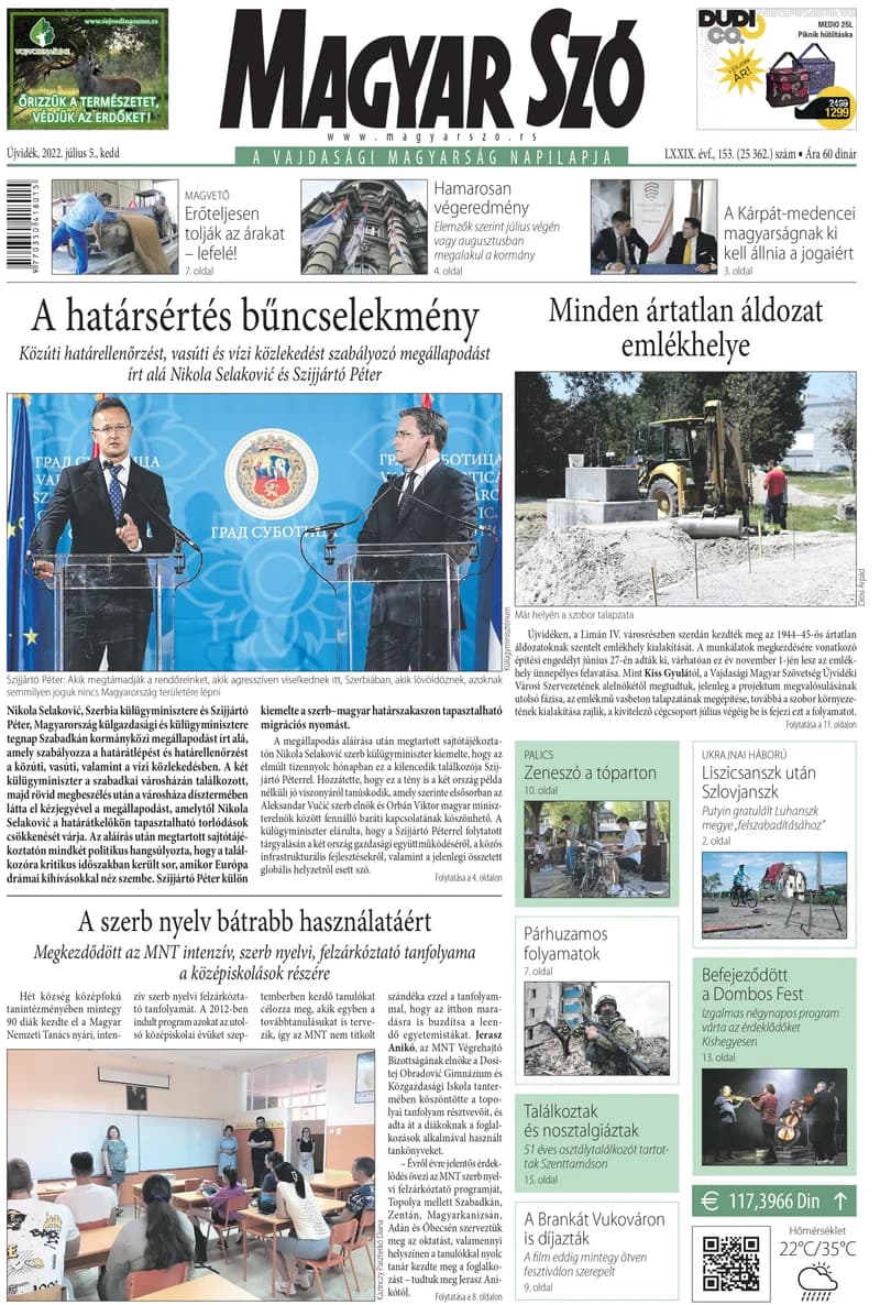 Magyar Szó, 79. évf. 2022. július 5. 153. sz. 1–20. oldal