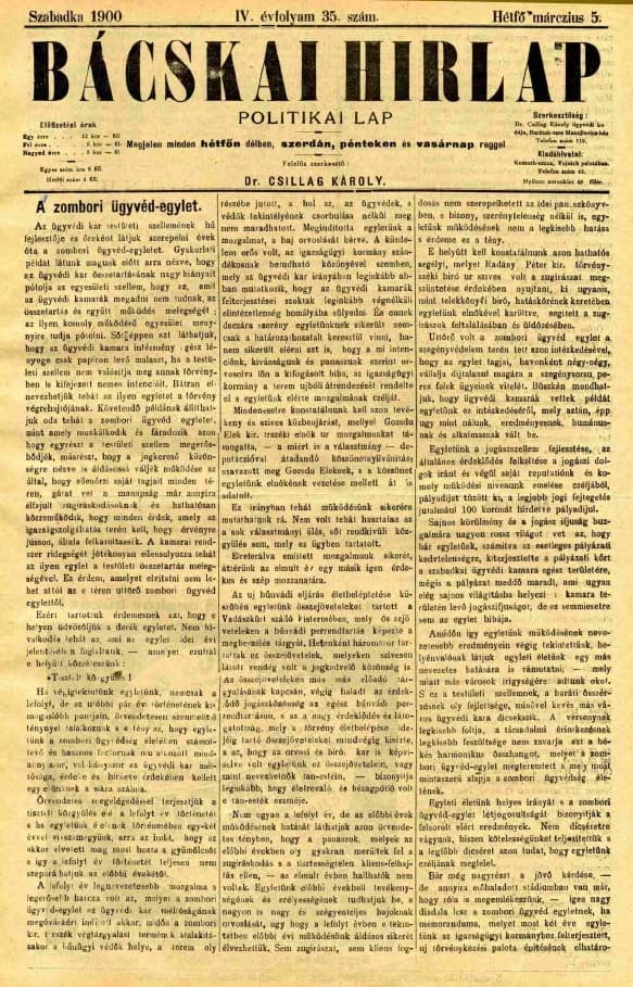 Bácskai Hirlap, 4. évf. 1900. március 5. 35. sz.