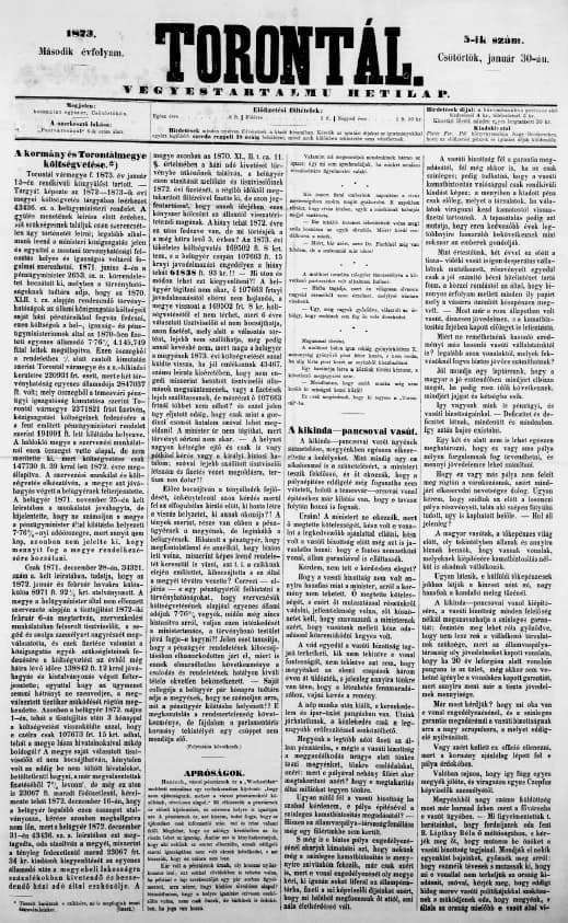 Torontál, 2. évf. 1873. január 30. 5. sz.