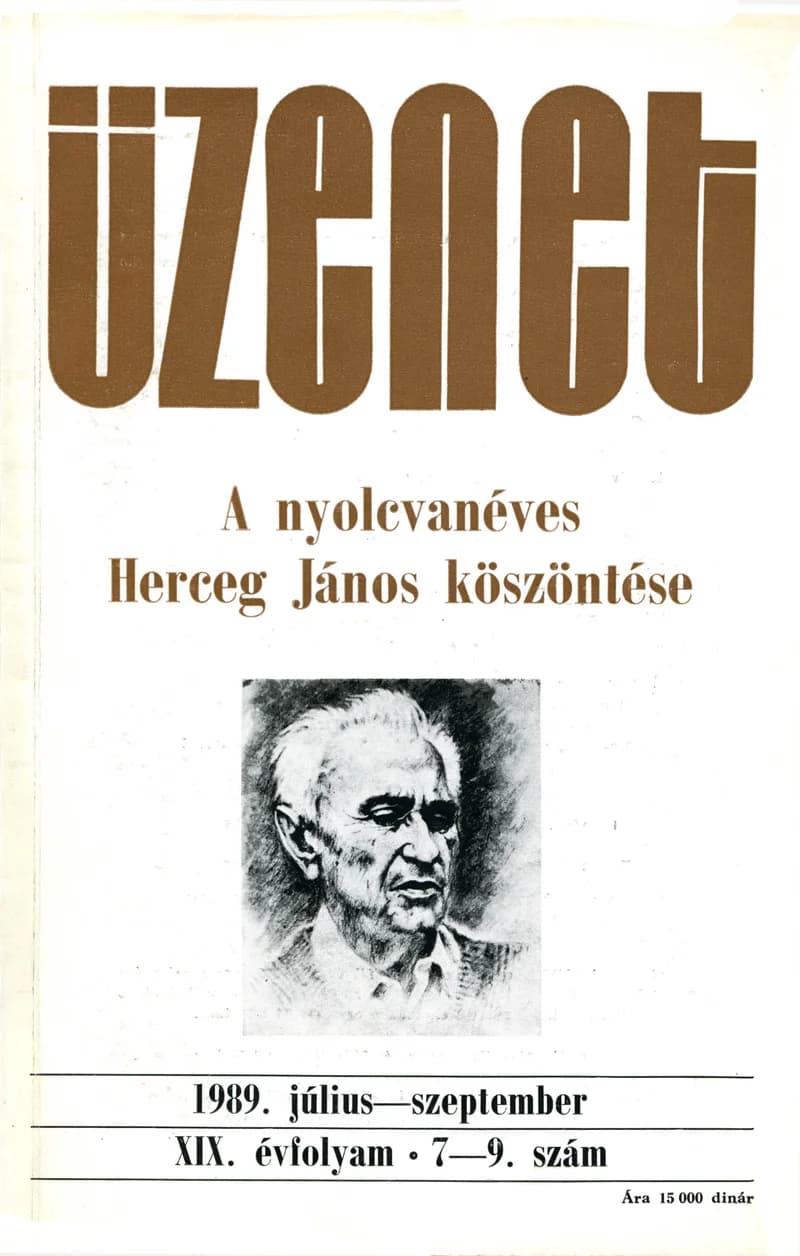 Üzenet, 19. évf. 1989. július – szeptember. 7–9. sz. 483–588. oldal
