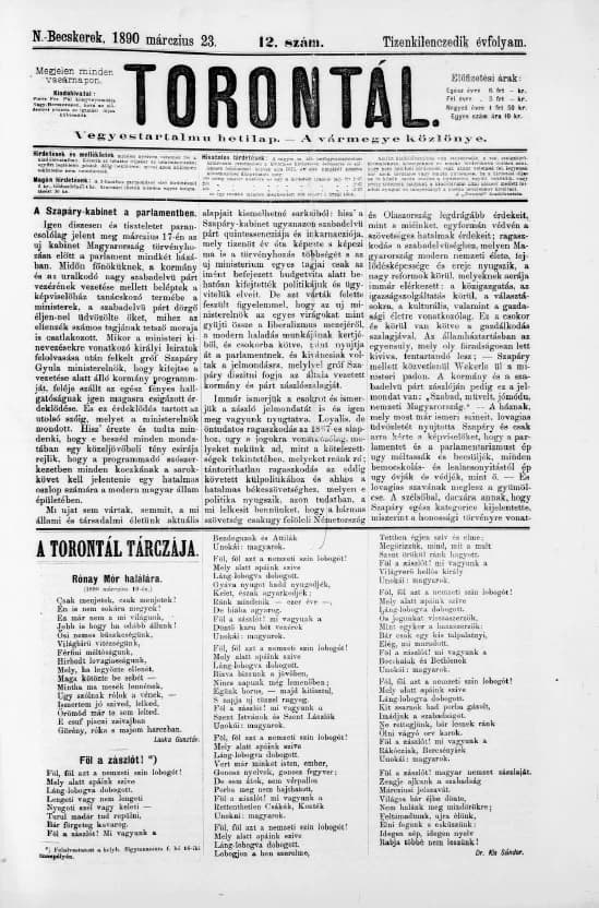 Torontál, 19. évf. 1890. március 23. 12. sz.