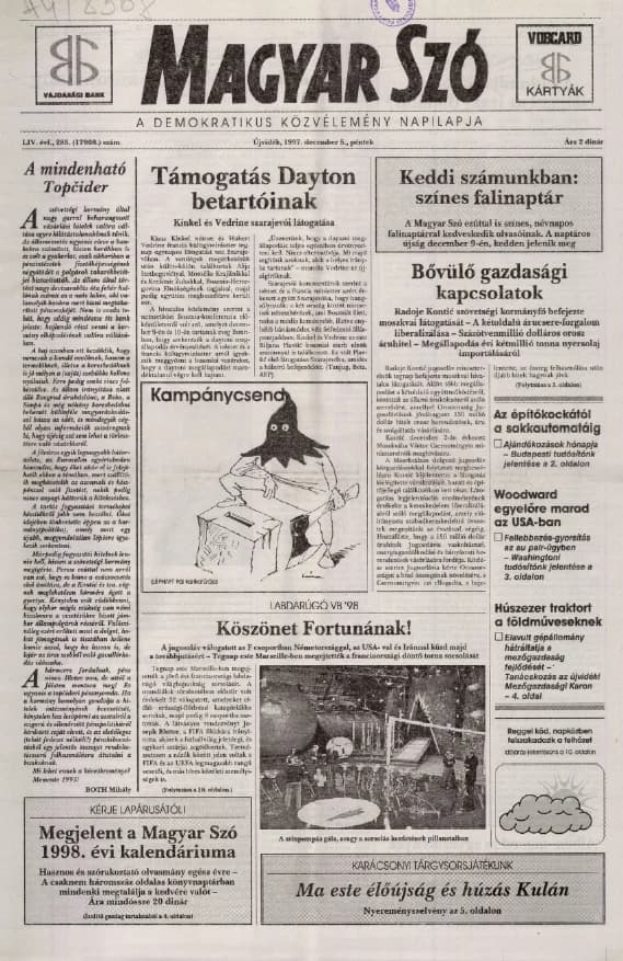 Magyar Szó, 54. évf. 1997. december 5. 285. sz. 1–16. oldal