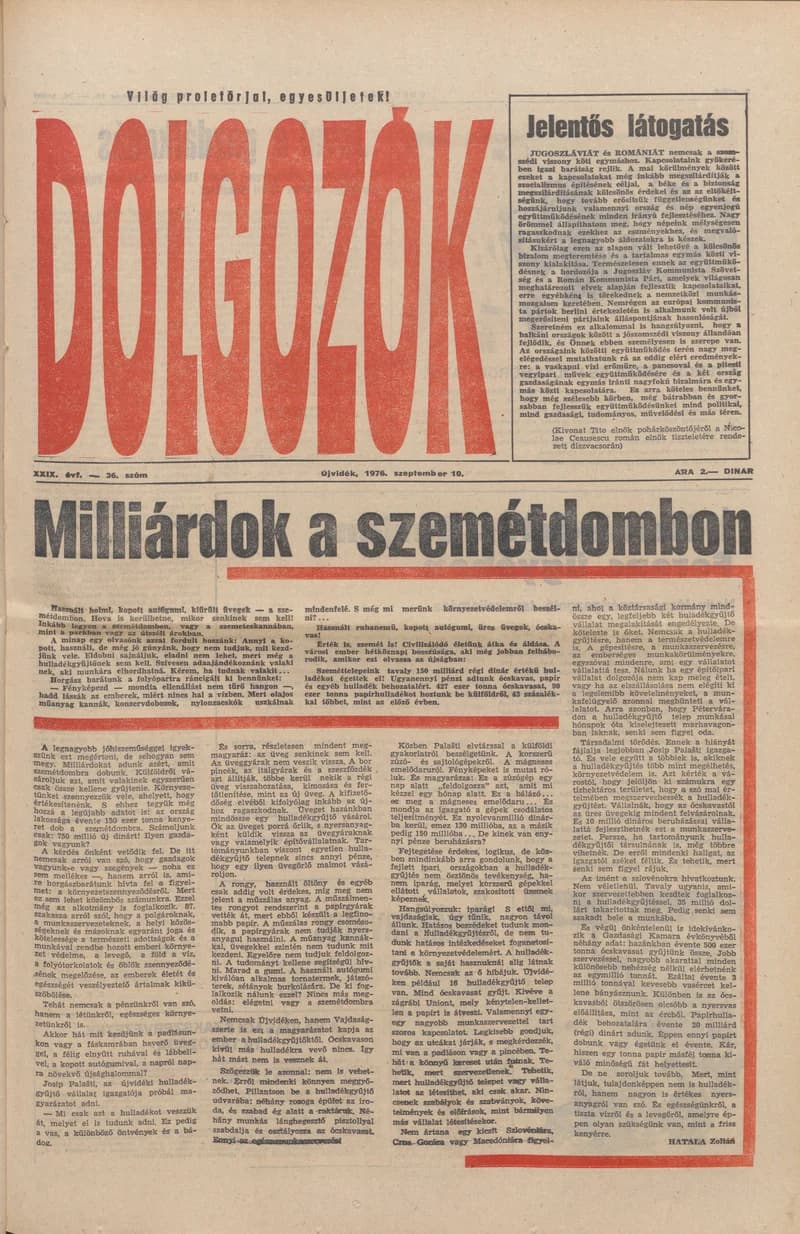 Dolgozók, 30. évf. 1976. szeptember 10. 36. sz.