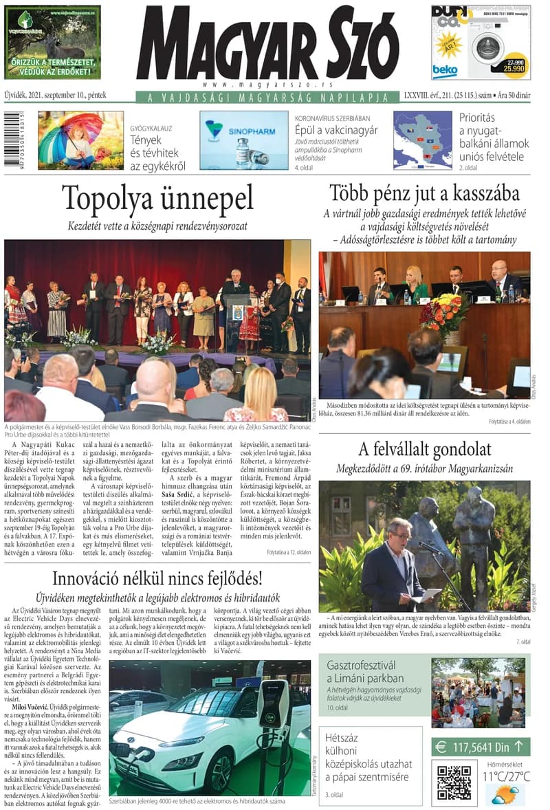 Magyar Szó, 78. évf. 2021. szeptember 10. 211. sz. 1–16. oldal