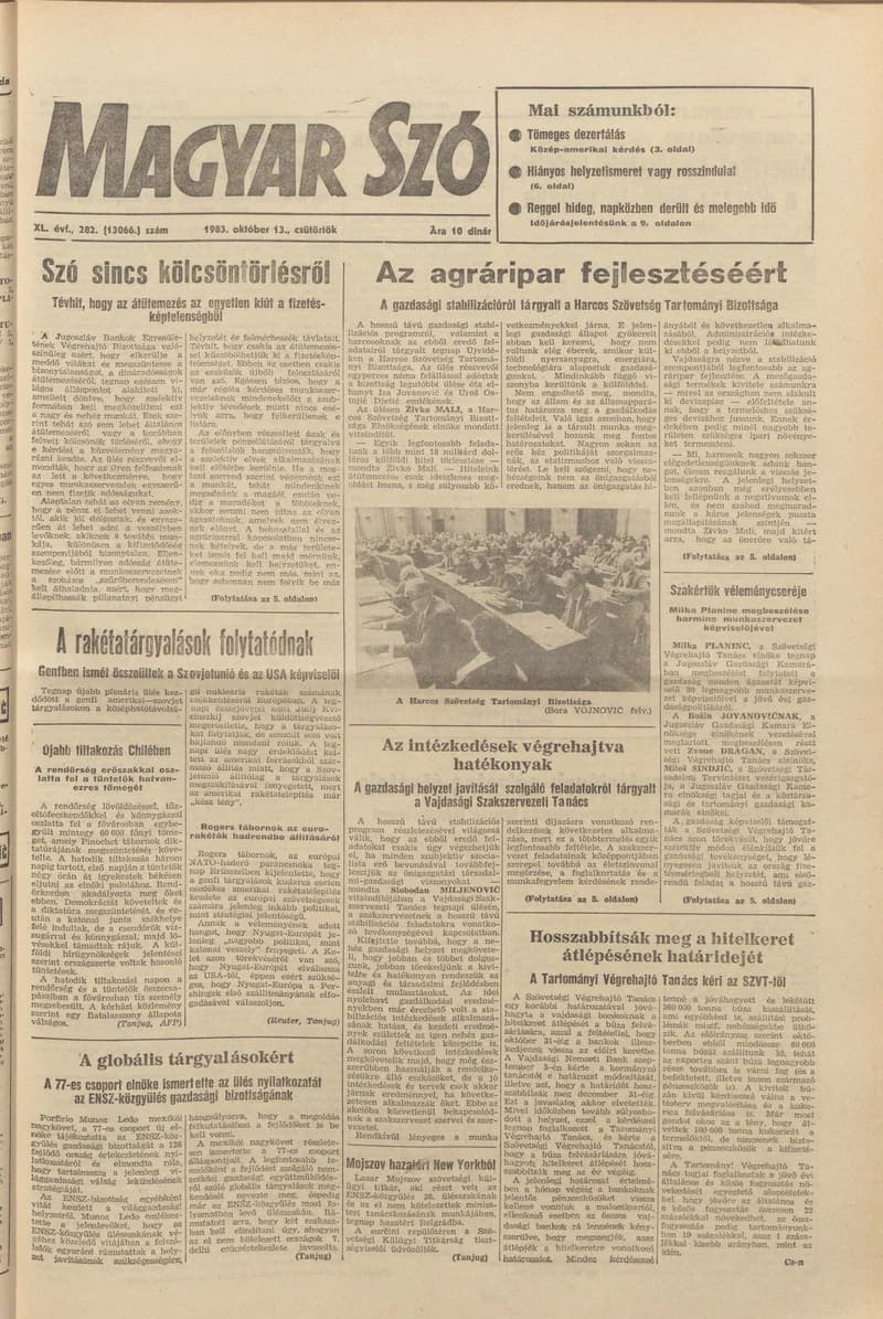 Magyar Szó, 40. évf. 1983. október 13. 282. sz.