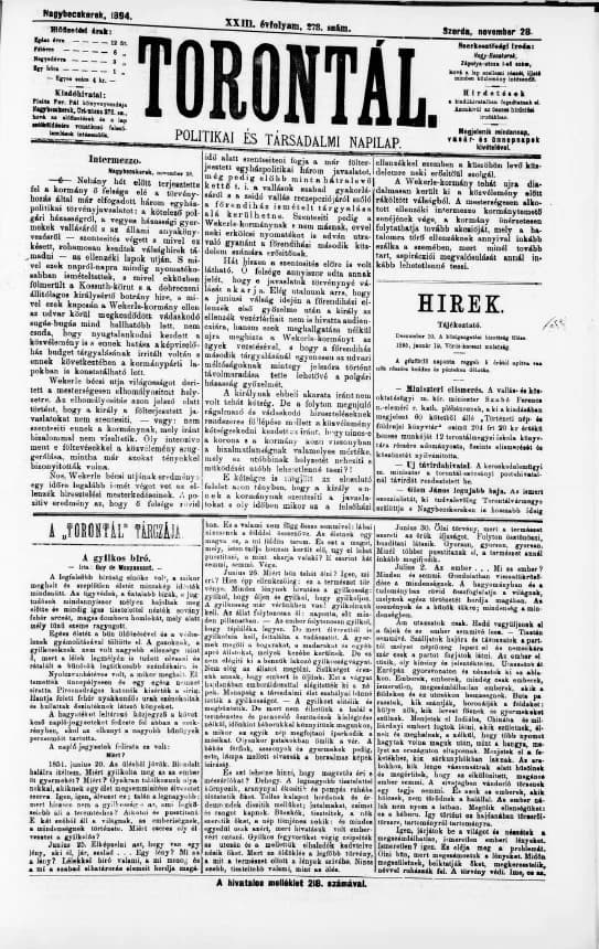 Torontál, 23. évf. 1894. november 28. 273. sz.