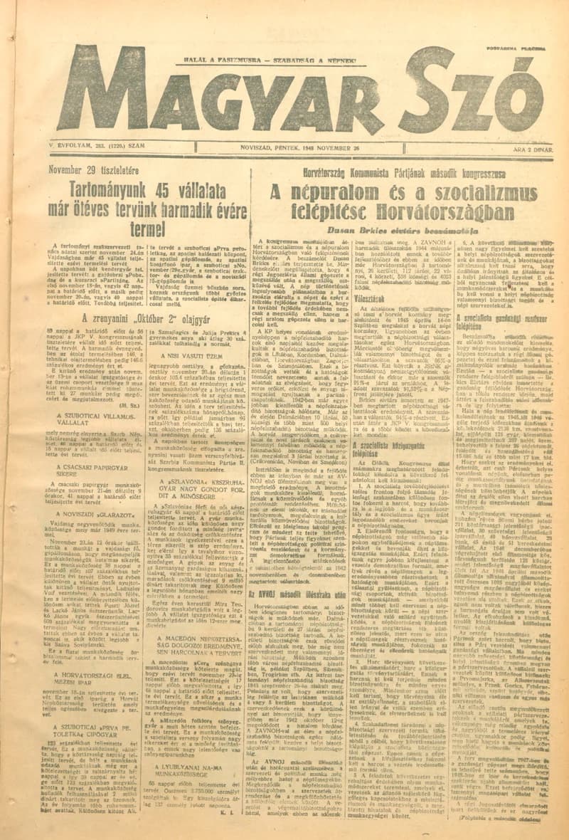 Magyar Szó, 5. évf. 1948. november 26. 283. sz. 1–4. oldal