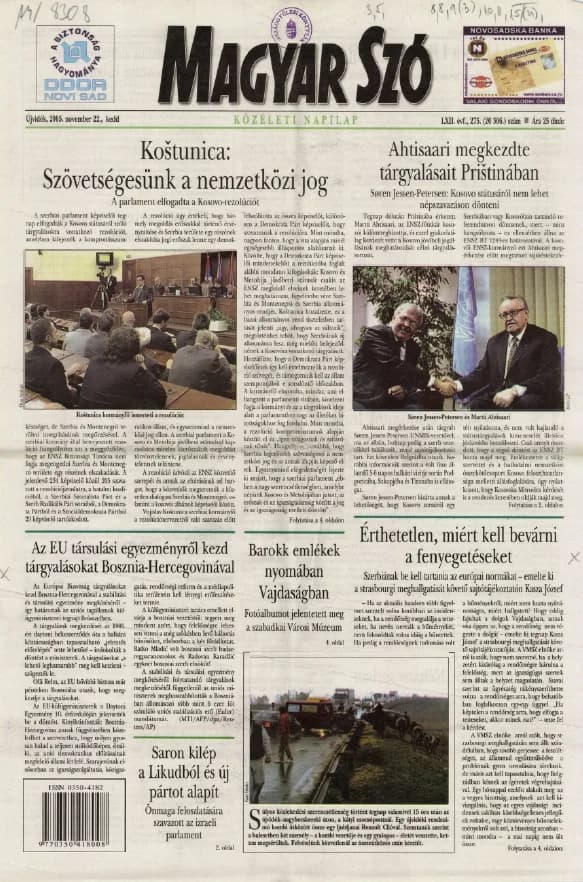 Magyar Szó, 62. évf. 2005. november 22. 275. sz. 1–20. oldal