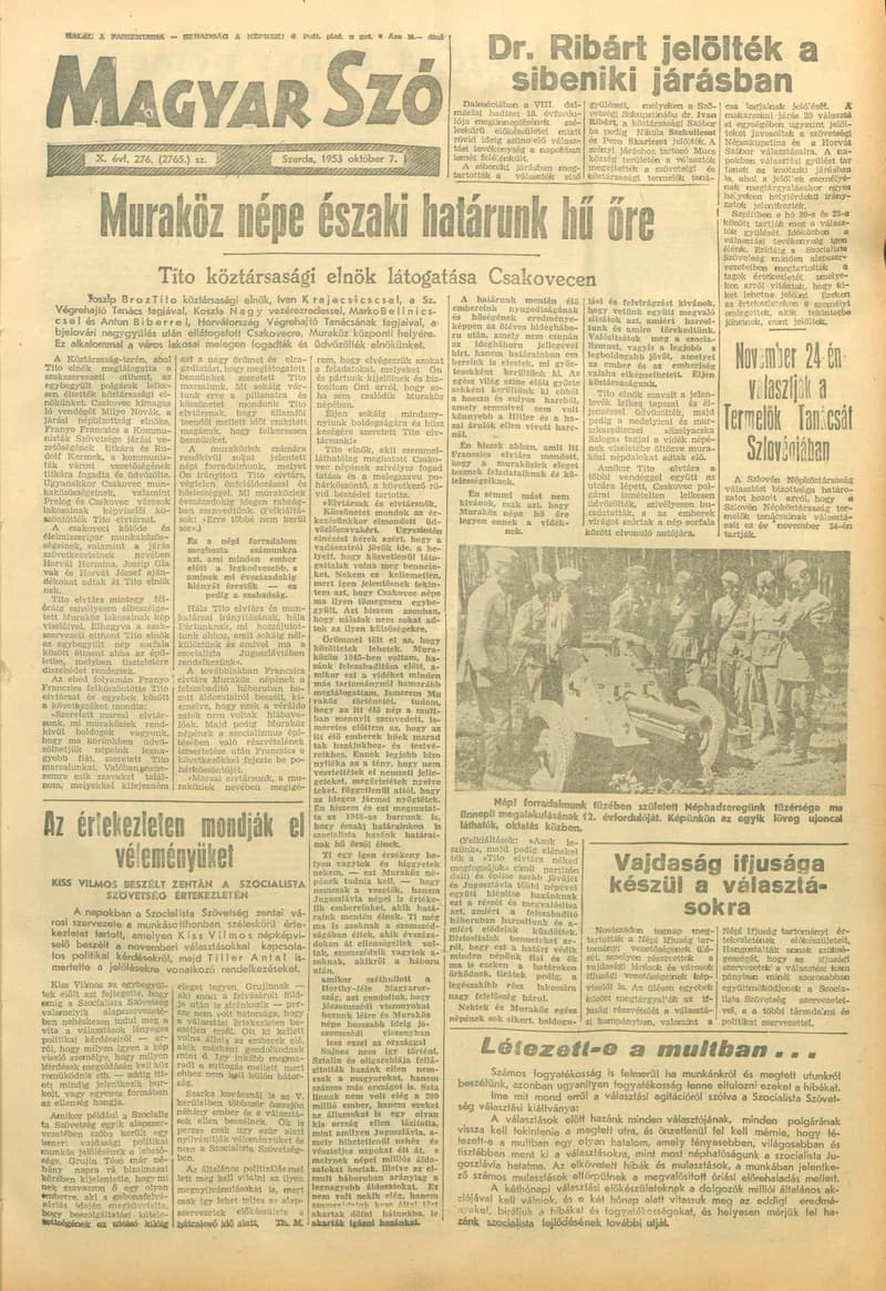 Magyar Szó, 10. évf. 1953. október 7. 276. sz. 1–10. oldal