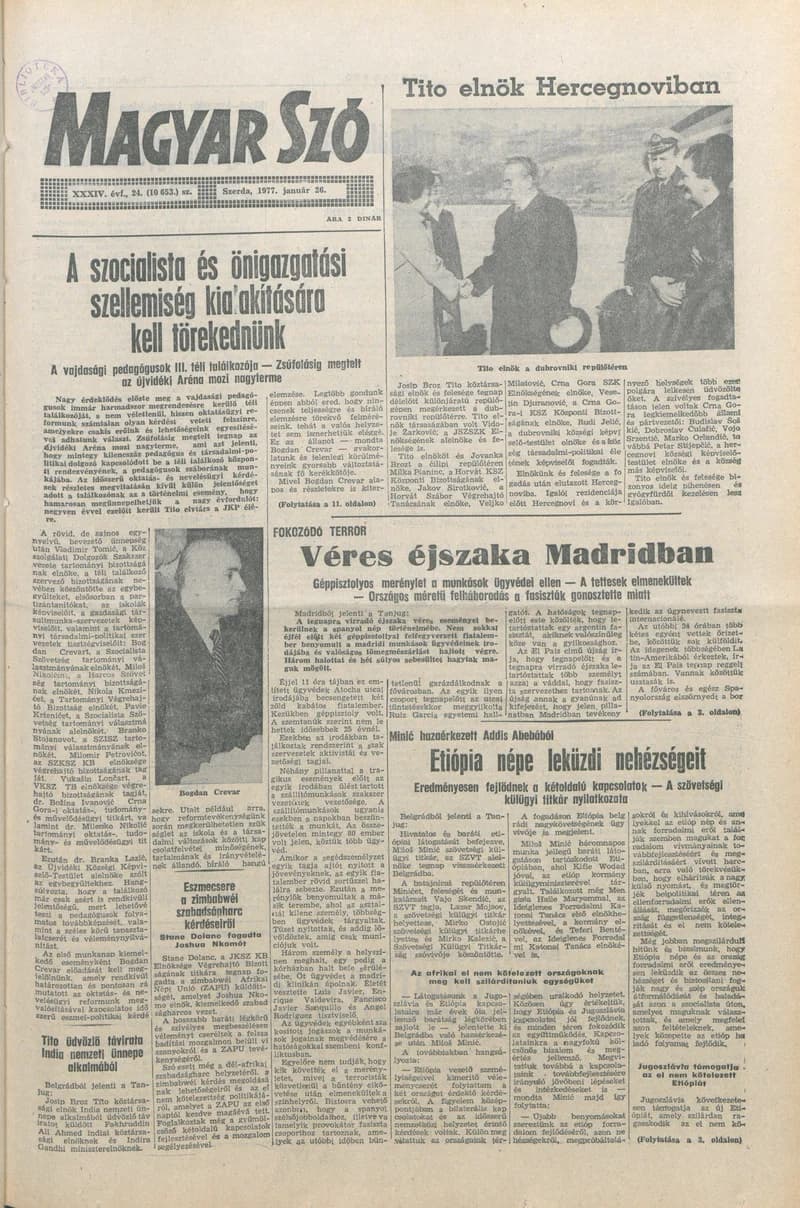 Magyar Szó, 34. évf. 1977. január 26. 24. sz.