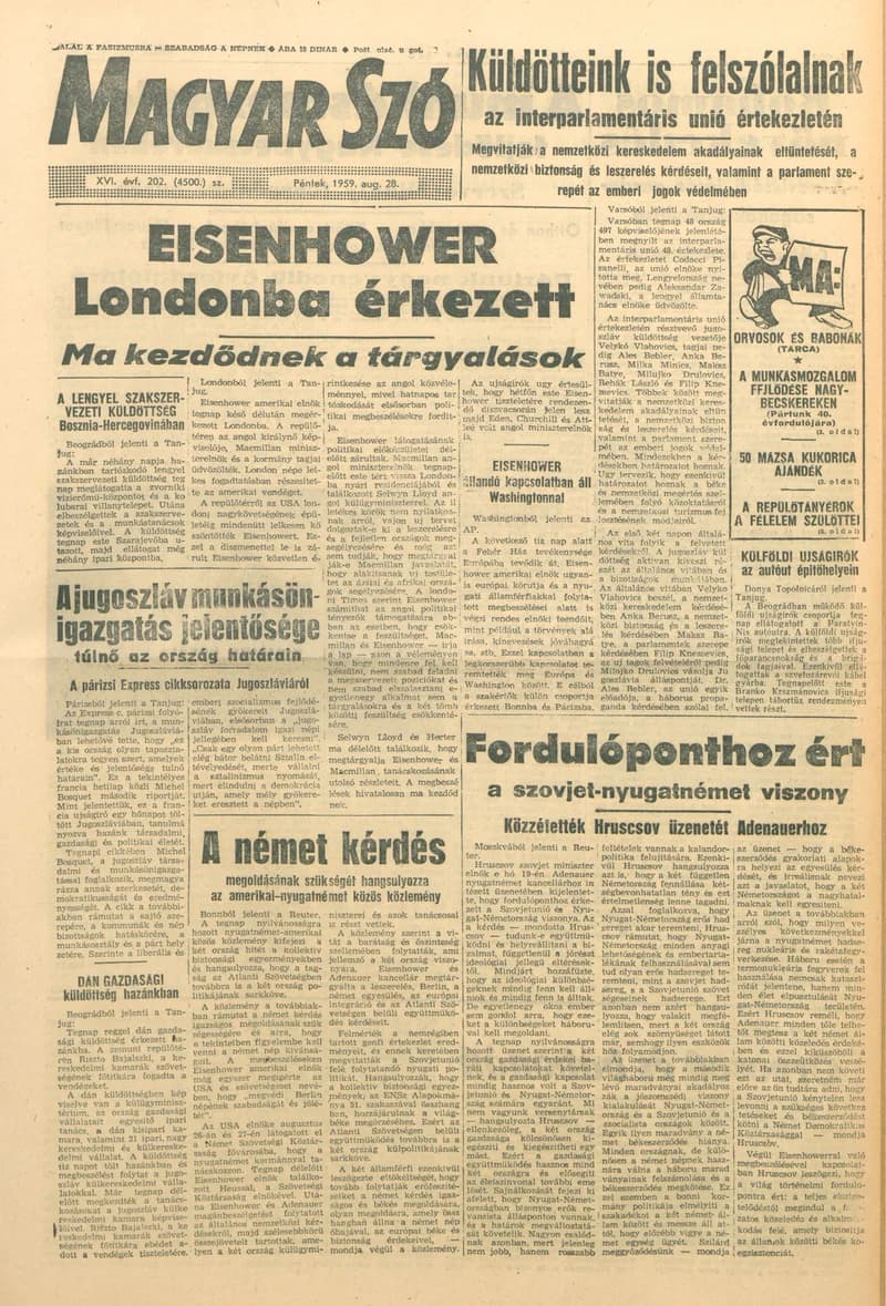 Magyar Szó, 16. évf. 1959. augusztus 28. 202. sz. 1–22. oldal