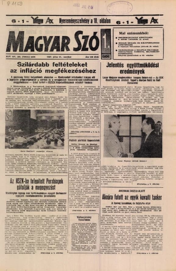 Magyar Szó, 44. évf. 1987. július 25. 202. sz. 1–24. oldal