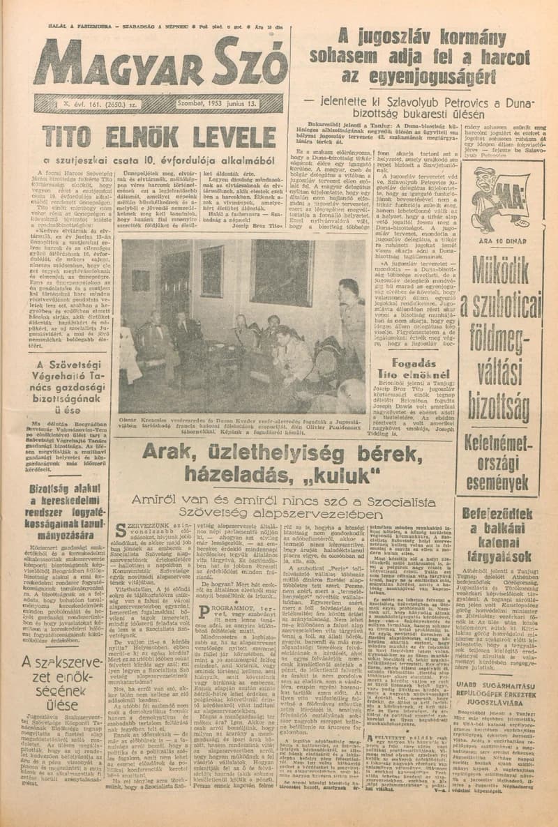 Magyar Szó, 10. évf. 1953. június 13. 161. sz. 1–10. oldal