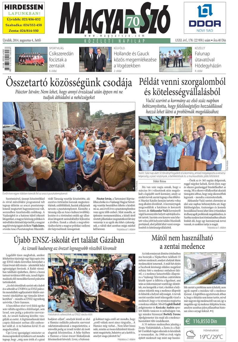 Magyar Szó, 71. évf. 2014. augusztus 4. 178. sz. 1–20. oldal