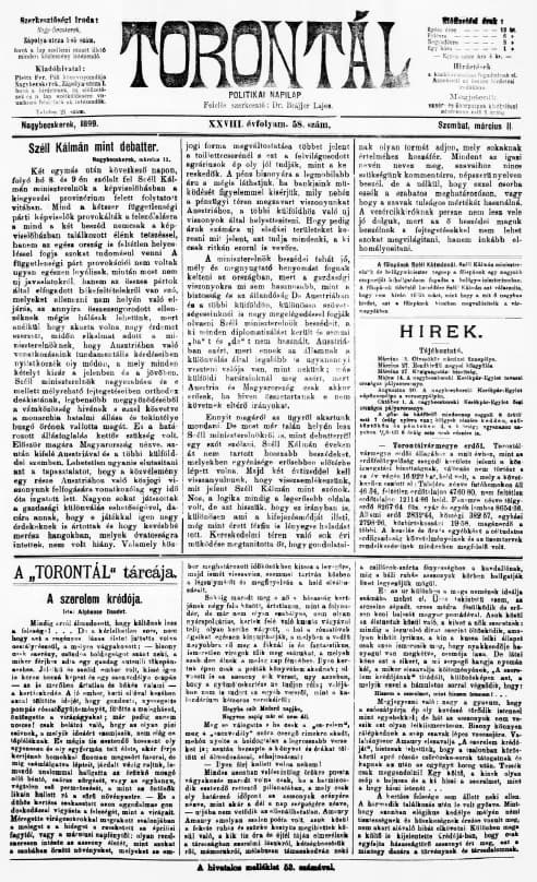 Torontál, 28. évf. 1899. március 11. 58. sz.
