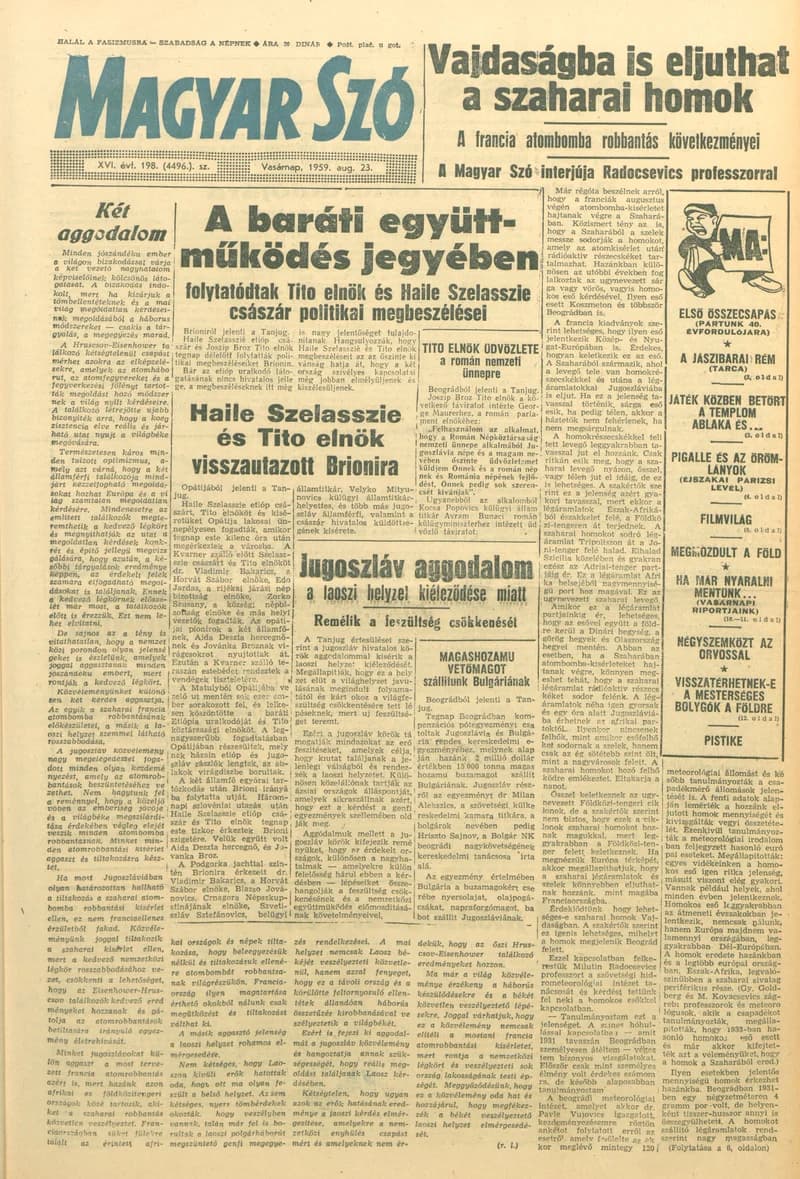 Magyar Szó, 16. évf. 1959. augusztus 23. 198. sz. 1–26. oldal
