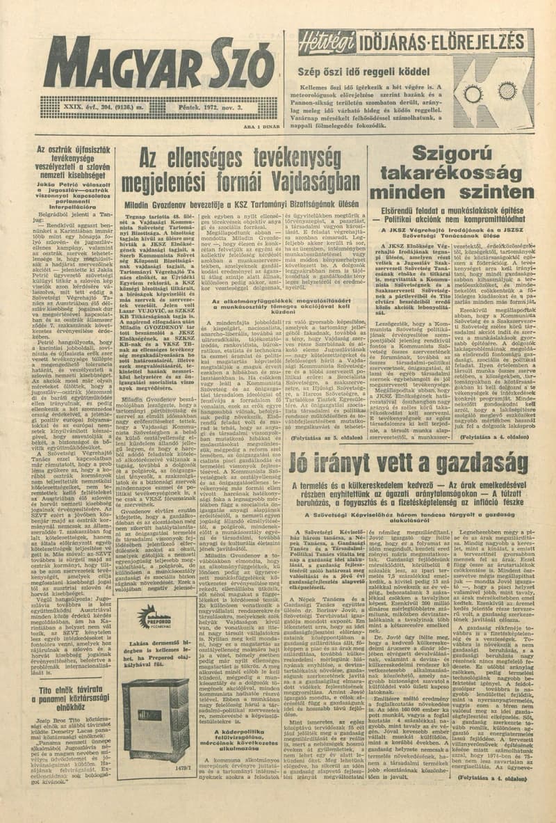 Magyar Szó, 29. évf. 1972. november 3. 304. sz. 1–14. oldal