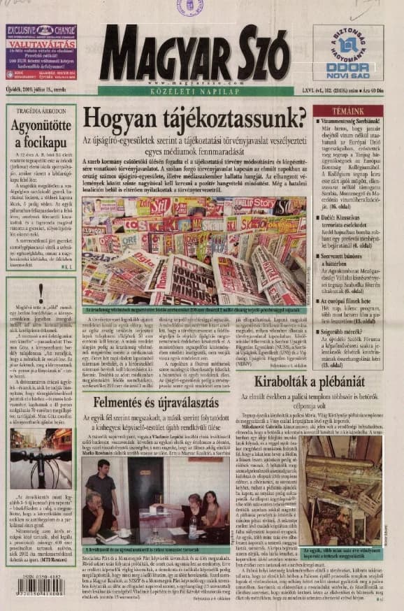 Magyar Szó, 66. évf. 2009. július 15. 162. sz. 1–16. oldal