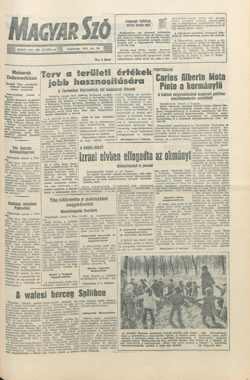 Magyar Szó, 35. évf. 1978. október 26. 295. sz. 1–20. oldal