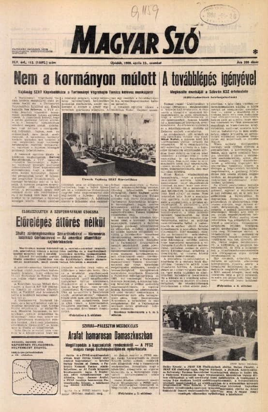 Magyar Szó, 45. évf. 1988. április 23. 112. sz. 1–24. oldal
