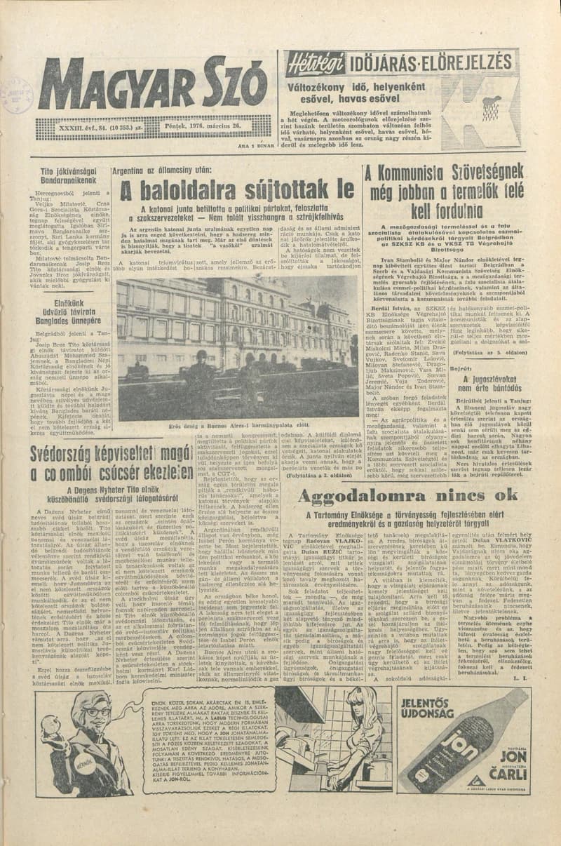 Magyar Szó, 33. évf. 1976. március 26. 84. sz. 1–16. oldal