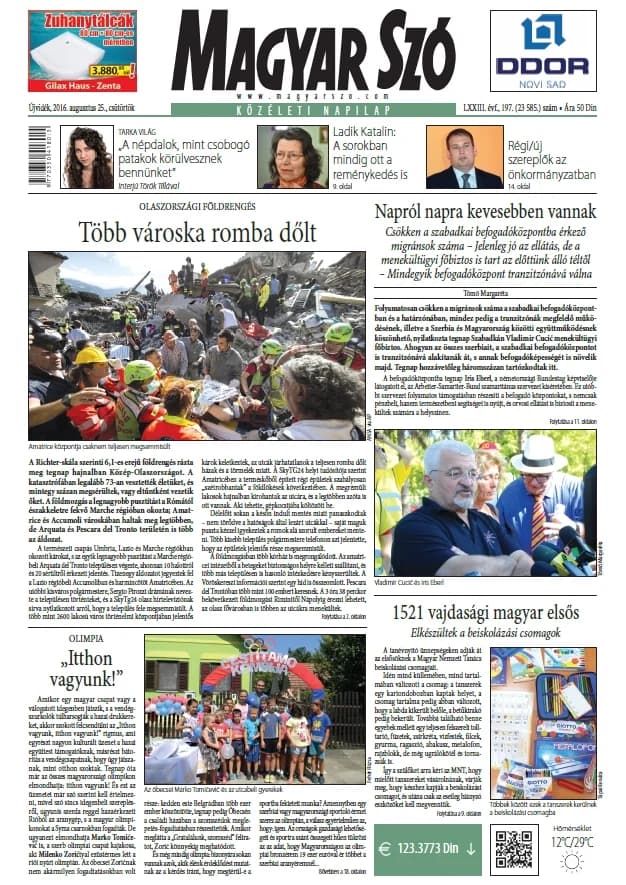 Magyar Szó, 73. évf. 2016. augusztus 25. 197. sz. 1–20. oldal