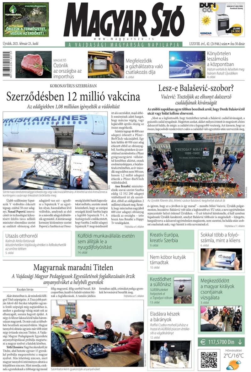 Magyar Szó, 78. évf. 2021. február 23. 42. sz. 1–20. oldal