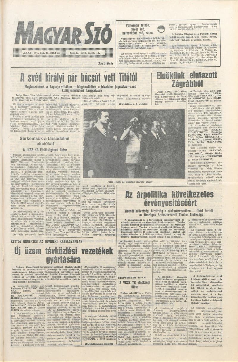 Magyar Szó, 35. évf. 1978. szeptember 13. 252. sz. 1–16. oldal