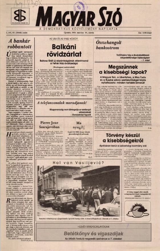 Magyar Szó, 50. évf. 1993. március 10. 67. sz. 1–12. oldal