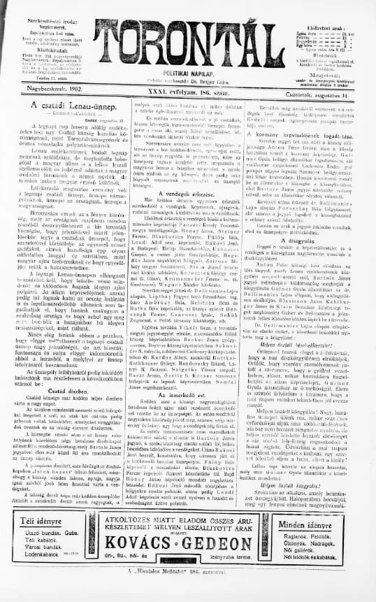 Torontál, 31. évf. 1902. augusztus 14. 186. sz.