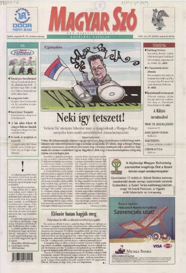 Magyar Szó, 64. évf. 2007. augusztus 18. – 19. 192. sz. 1–32. oldal