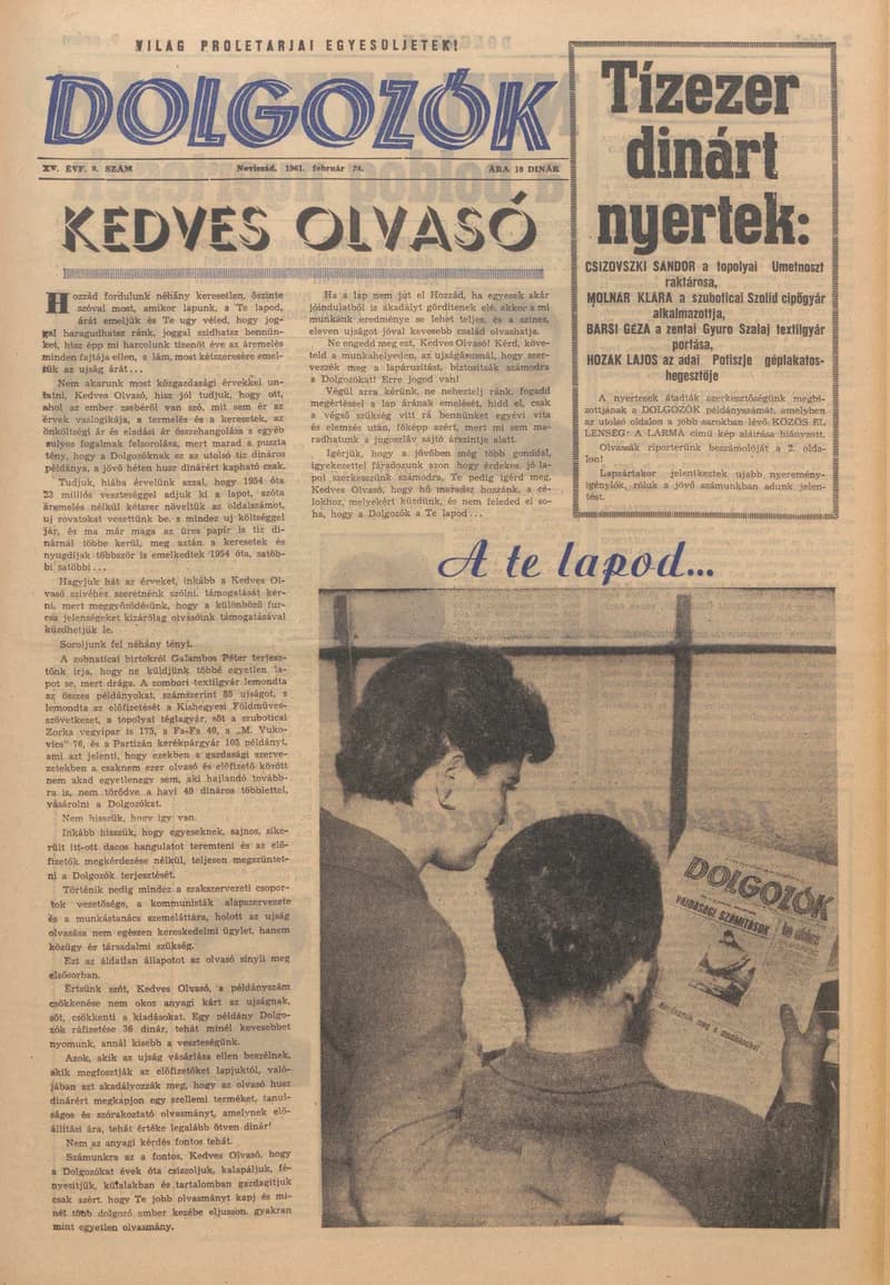 Dolgozók, 15. évf. 1961. február 24. 9. sz.